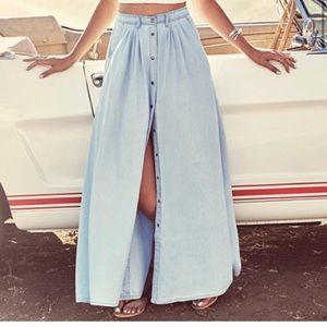 Chambray maxi skirt